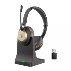 Casque Bluetooth avec micro et support pour le bureau du centre d'appels