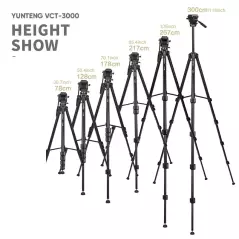 Trépied professionnel YUNTENG VCT-3000 3 mètres Tête panoramique Support robuste pour caméra vidéo numérique