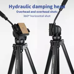 Trépied professionnel YUNTENG VCT-3000 3 mètres Tête panoramique Support robuste pour caméra vidéo numérique