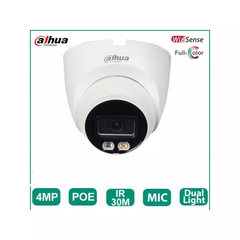 Oeil Caméra IP intérieure DAHUA DH-IPC-HDW2449T-S-IL Dual light 4 MP avec microphone intégré IR couleur à double éclairage