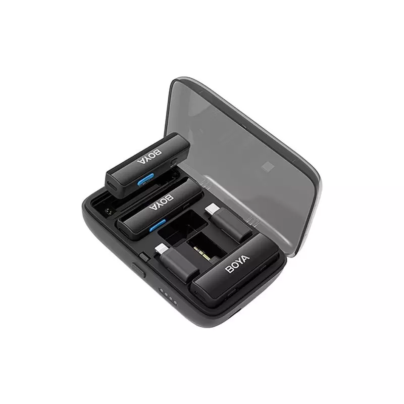 Système de microphone sans fil tout-en-un BOYA BOYALINK pour 2 personnes avec connecteurs interchangeables (2,4 GHz)