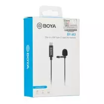Micro cravate à condensateur BOYA BY-M3 pour smartphone/APN/PC directivité omnidirectionnelle USB-C