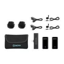 Micro cravate sans fil BOYA BY-XM6-S4 pour 2 personnes avec connecteur Lightning pour appareils iOS