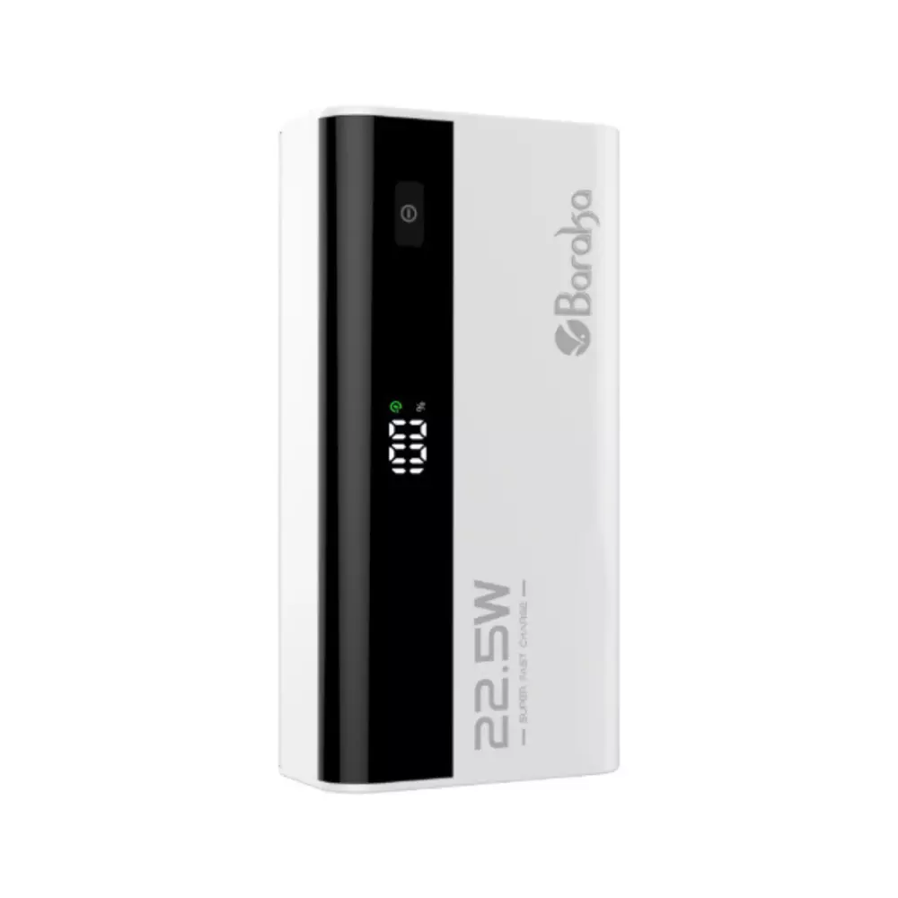 Power Bank Baraka BRK-PB11 5000mAh avec 1 entrée micro/type-C et 1 sortie USB + 1 sortie type-C blanc