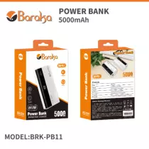 Power Bank Baraka BRK-PB11 5000mAh avec 1 entrée micro/type-C et 1 sortie USB + 1 sortie type-C blanc