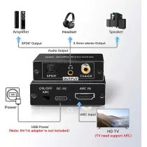 Converisseur audio HDMI ARC 192KHz HDMI ARC eARC TV vers optique coaxial