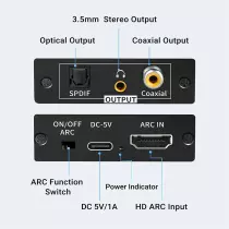 Converisseur audio HDMI ARC 192KHz HDMI ARC eARC TV vers optique coaxial