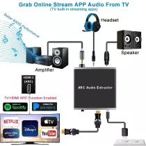 Converisseur audio HDMI ARC 192KHz HDMI ARC eARC TV vers optique coaxial