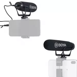 Microphone BOYA BY-BM2021Cardioïde pour Appareil reflex numérique & smartphone android avec 3.5MM TRRS Adaptateur de câble