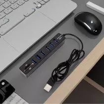 Hub USB type-c à 6 ports, avec Interface USB 2.0 carte SD TF, lecteur de fichiers