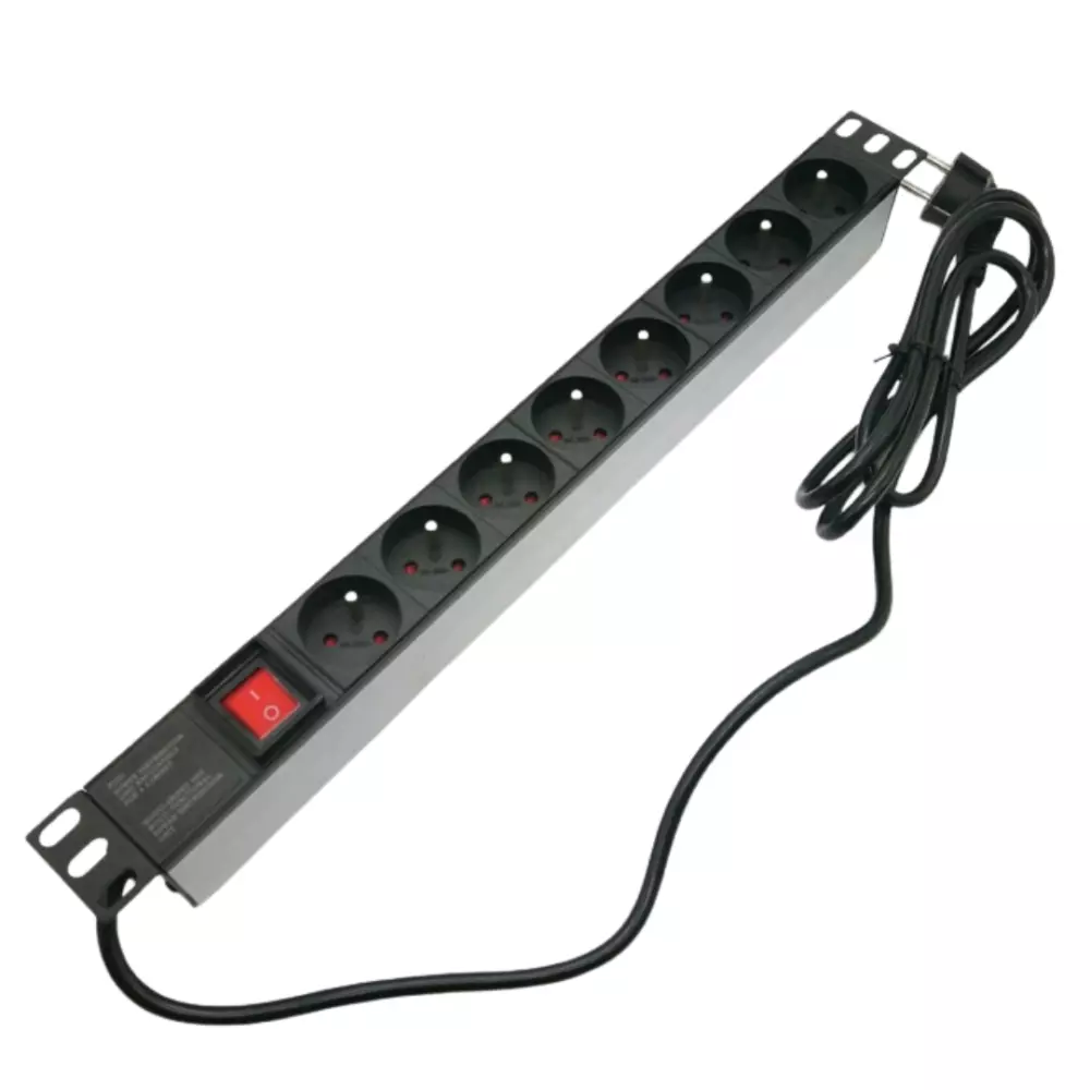 Multiprise rackable PDU 1.8 V/16A, 8 prises courant Francais, haute qualité rack 19" Noir