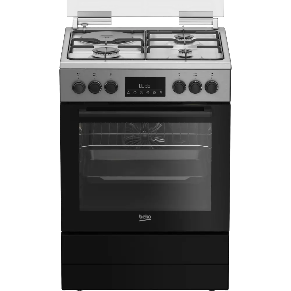 Cuisinière a gaz 3 feux mixte BEKO FBE6332 + 1 feu électrique 60x60cm