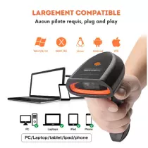 Scanner de Code à Barres sans fil USB bluetooth pour ordinateur PC smartphone et iPhone
