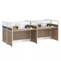 Station de Travail Modulaire | 4 Personnes - Design Bois | Gestion des Câbles Intégrée |