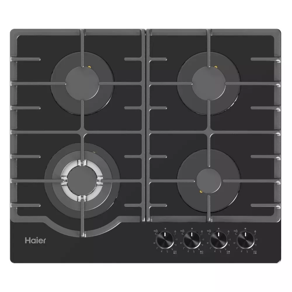 Haier Gaz 4 Feux Noir - Plaque Encastrable Verre