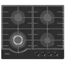 Haier Gaz 4 Feux Noir - Plaque Encastrable Verre