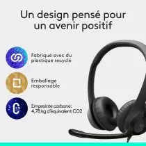 Casque USB Logitech H390  Microphone Anti-Bruit  Commandes Intégrées  Confort Durable
