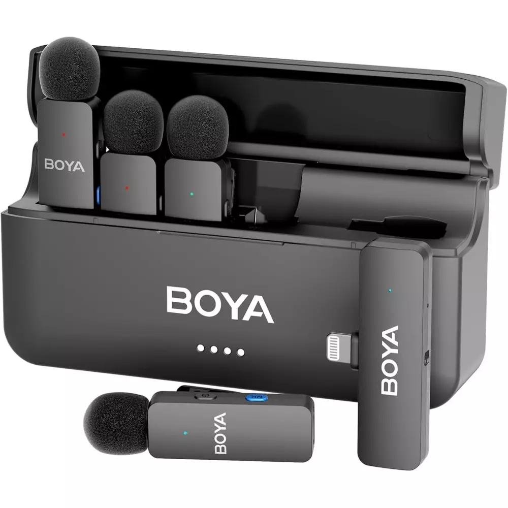 Micro Cravate Sans Fil 4 Canaux pour iPhone/iPad | Boya BY-V4D | Lightning | 200m