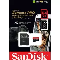 SanDisk Extreme PRO microSDXC 64 Go | 170 Mo/s R / 90 Mo/s W | 4K V30 A2