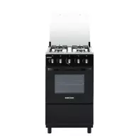 BRUHM Cuisinière à Gaz 50x50 cm | 4 Feux | Four & Grill | Noir | BGC-5540IB