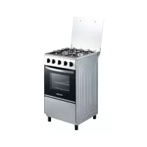BRUHM Cuisinière à Gaz 50x50 cm | 4 Feux | Four & Grill | Argent (Silver) | BGC-5540IF