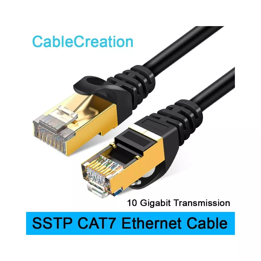 Câble Patch CAT7 RJ45 (8 Paires) 1m | Réseau Lan SSTP Blindé | 10G, 600 MHz, Haute Performance