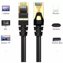 Câble Patch CAT7 RJ45 (8 Paires) 1m | Réseau Lan SSTP Blindé | 10G, 600 MHz, Haute Performance