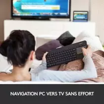 Clavier Sans Fil Logitech K400 Plus | Touchpad Intégré pour PC-TV