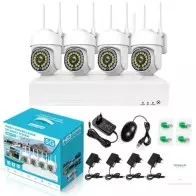 Kit Vidéosurveillance 5G | 4 Caméras PTZ Extérieures IP66 | Système NVR Complet