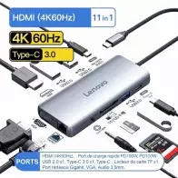 Hub USB-C Lenovo Authentique 11-en-1 | 4K 60Hz | Ethernet | PD 100W