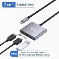 Hub USB-C Lenovo 3-En-1 | 4K HDMI | USB 3.0 | PD 100W ORIGINAL