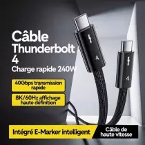 Câble Thunderbolt 4 Coaxial | 40 Gbps | Power Delivery 100W | 2m