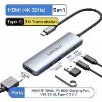 Lenovo Docking Station E1-D15H | Hub USB-C 5-en-1 | HDMI 4K & PD 100W