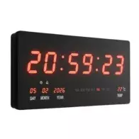 Horloge Digitale LED Géante | Calendrier & Température | Noir