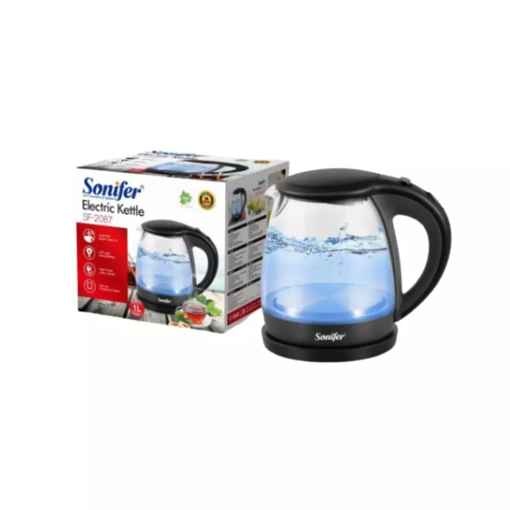 Bouilloire Électrique Verre  Sonifer SF-2087  LED Bleu  1L