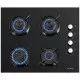 Plaque Encastrable Kumtel KO40TAHD | 4 Feux Gaz Verre Noir 60x60