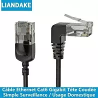 Câble RJ45 Coudé Vers le Haut | Cat6 Haute Vitesse | 1m Noir