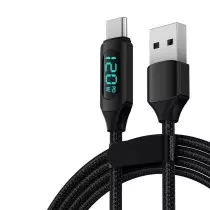 Câble USB-C vers USB-C 120W | Écran LED Puissance | Nylon Tressé Charge Rapide PD