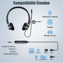 New Bee H361 | Casque Professionnel Filaire USB & Jack 3.5mm