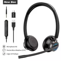 New Bee H361 | Casque Professionnel Filaire USB & Jack 3.5mm