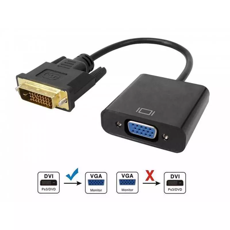 Adaptateur DVI vers VGA 1080P DVI-D à câble VGA 24+1 25 pin mâle à femelle VGA DVI convertisseur vidéo pour un écran PC