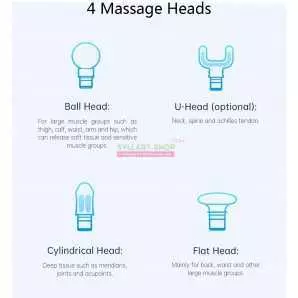 Pistolet de Massage musculaire KICA, masseur de tissus profonds du corps avec 4 têtes