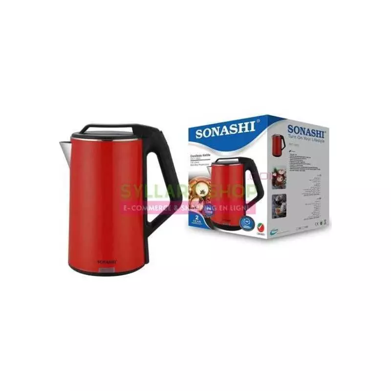 Bouilloire sans fil en acier inoxydable 1.8 litre Sonashi skt-1803