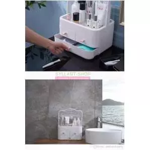 Boîte de rangement maquillage portable avec support supérieur anti-poussière