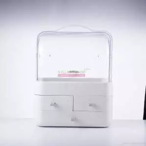 Boîte de rangement maquillage portable avec support supérieur anti-poussière