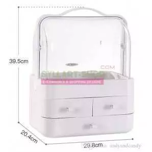 Boîte de rangement maquillage portable avec support supérieur anti-poussière