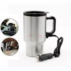 Tasse de voyage automatique chauffée en acier inoxydable 16oz 12v allume-cigare de voiture avec chargeur