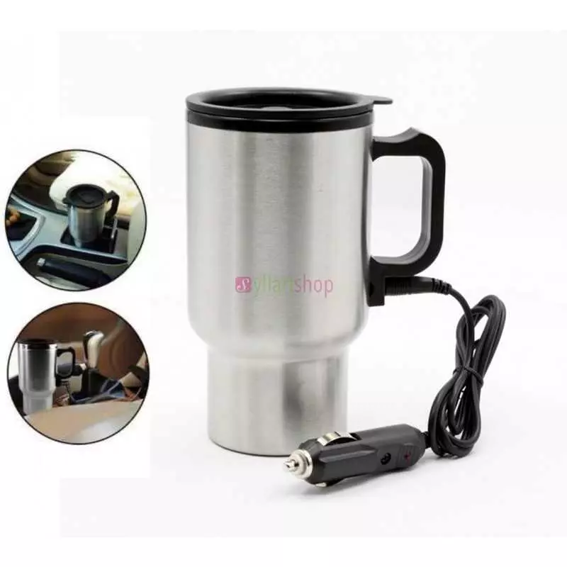 Tasse de voyage automatique chauffée en acier inoxydable 16oz 12v allume-cigare de voiture avec chargeur