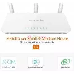 Tenda Routeur F3 | Wi-Fi N 300 Mbps | Couverture Jusqu'à 200 m² | Installation Simple