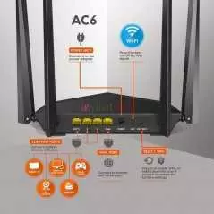 Point d'accès Tenda AC6 Routeur WiFi AC 1200Mbps WiFi Bi-bande 300 Mbps en 2.4 GHz et 867 Mbps en 5 GHz routeur Ethernet 4 Ports